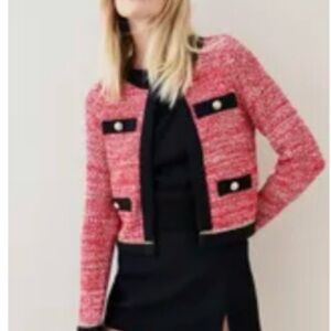 Karen Millen Red and Black Tweed Blazer